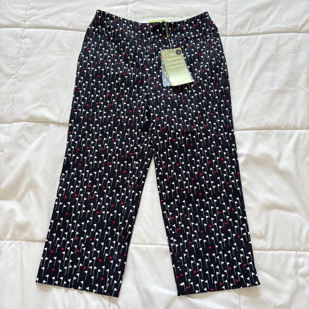 NWT Swing Control Golf Pants Cropped Womens 2 Blue Flag Luxury Preppy Outdoor